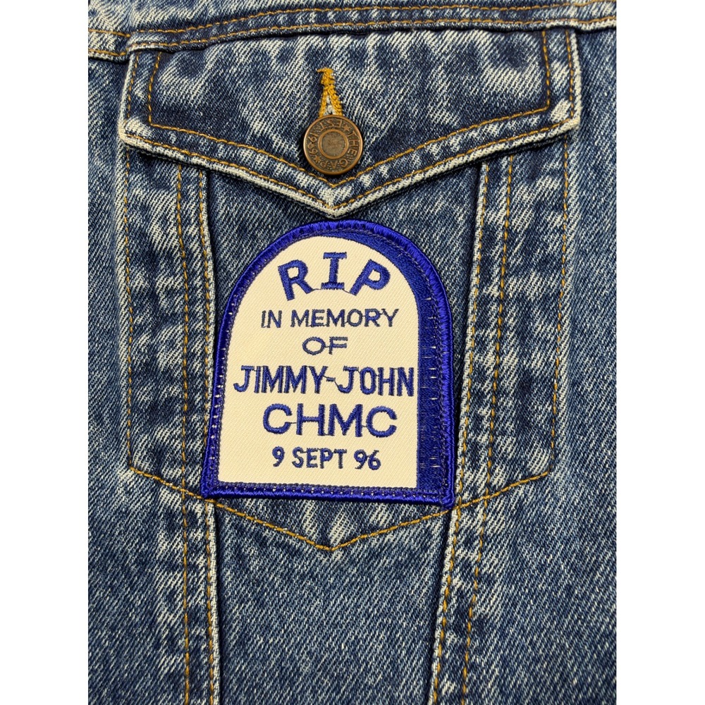 Vintage GAP Denim Vest XL Honda Motorcycle Biker Memorial Patches 90s Jean - Picture 4 of 6
